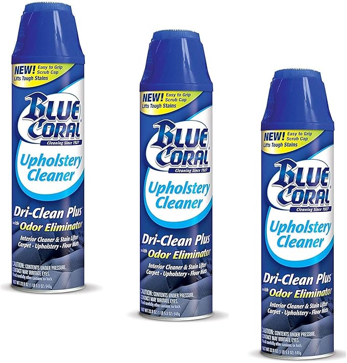 Blue Coral DC22 Upholstery Cleaner Dri-Clean Plus with Odor Eliminator, 22.8 oz. Aerosol (Pack of 6)