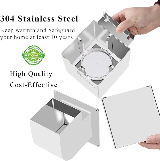 Outdoor Dryer Vent Cover Natural Energy Saving - Dryer Exhaust Air Vent Closure, Professional Dryer Vent Seal, Durable Stainless Steel, Fits for 4" Tube