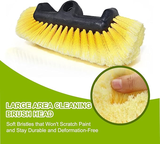 SISUPASSIE 12FT Car Wash Brush with Long Handle, Telescopic Car Wash Brush with Soap Dispenser, 12-Inch Soft Bristle Car Cleaning Brush for Cleaning Car, RV, Truck, Boat, Solar Panels, Yellow