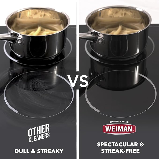 Weiman Ceramic and Glass Cooktop - 10 Ounce - Stove Top Daily Cleaner Kit - 12 Ounce - Glass Induction Cooktop Cleaning Bundle for Heavy Duty Mess Cleans Burnt-on Food