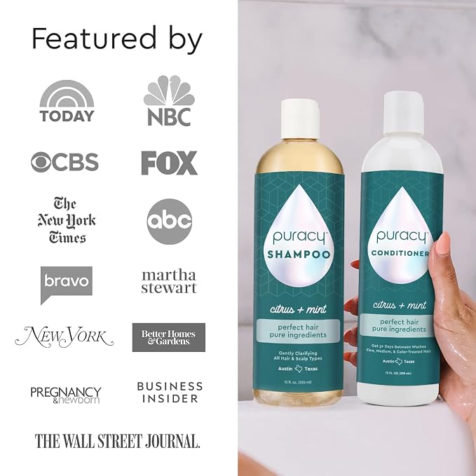 Puracy Natural Shampoo Refill, 48 Fl Oz, Hair Stays Cleaner Longer with LexFeel N5, Color-Safe Sulfate-Free