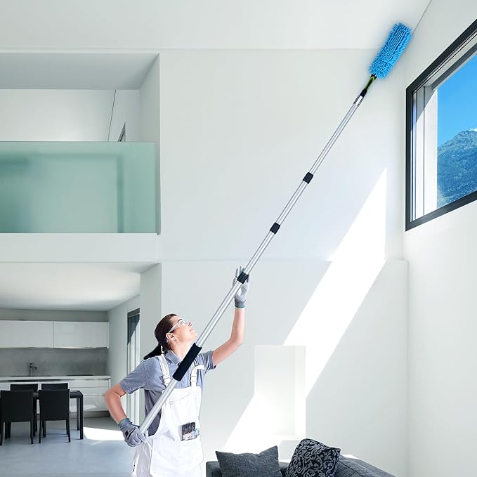 Lineslife Telescoping Pole, 4-12 FT Paint Roller Extension Pole, Multi-Purpose Sturdy Aluminum Alloy with Twist-Lock Design for Windows, Painting, Dusting and Cleaning