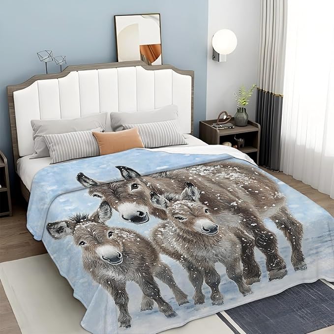 Tijuboni Donkey Throw Blanket Donkey Gifts for Girls Boys Women Men Kids Adults Soft Flannel Fleece Blanket for Couch Sofa Bed Home Decor 60"x80"