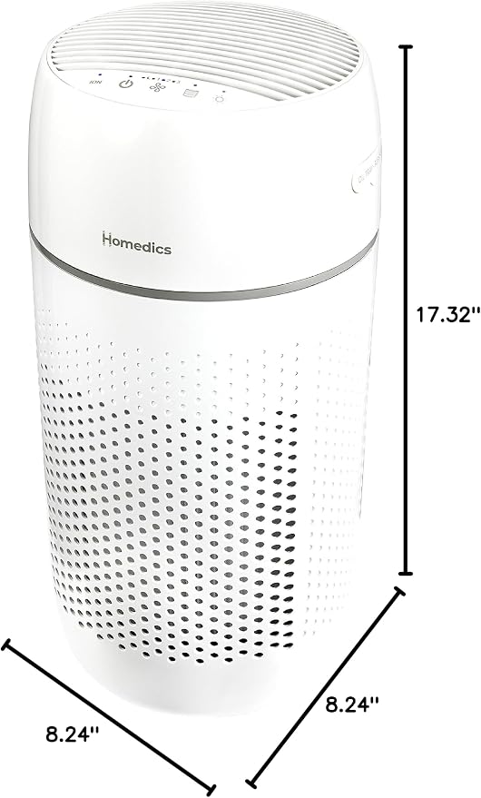Homedics Air Purifier T22, 5-in-1 Tower Air Purifier, 99% HEPA-Type Filtration with UV-C Technology and Carbon Odor Filter, 4 Speeds, Essential Oil Aromatherapy Tray, for Medium Rooms