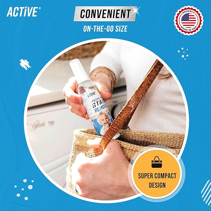ACTIVE Messy Kids Stain Remover and Washing Machine Cleaner - Includes 12oz Kid Stain Removal Spray and 24ct Washing Machine Cleaner Tablets