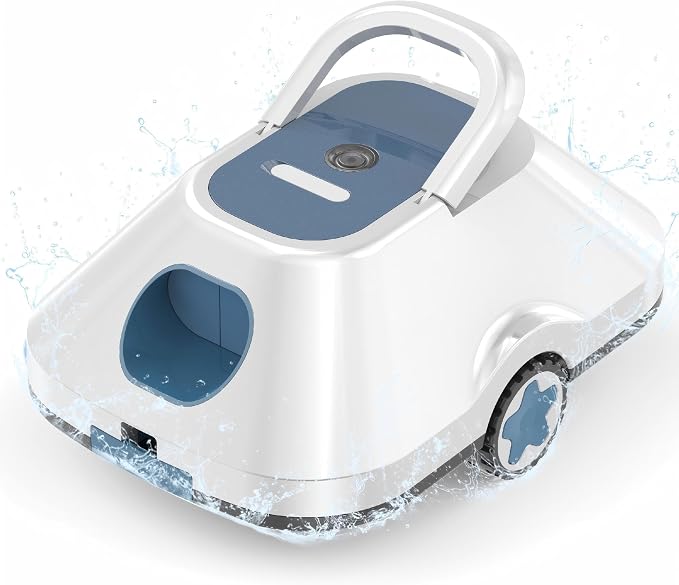 Robotic Pool Cleaner,Cordless Automatic Pool Cleaner with 210Mins Runtime,Pool Vacuum for Above Ground & Inground Pools,Easy Retrieve,Smart Planning,Coverage up to 2200 Sq.Ft,Light Navy