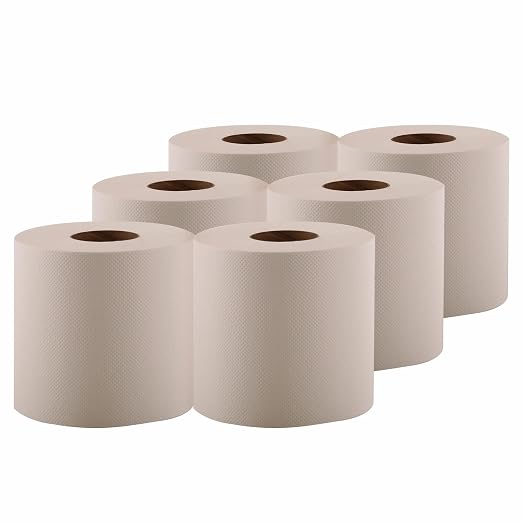 Boardwalk B6400 7.87 in. x 10 in. 2-Ply Perforated Center-Pull Hand Towels - White (6/Carton) & BWK410321 7.6 in. x 8.9 in. 2 Ply Center-Pull Roll Towels - White (6/Carton)