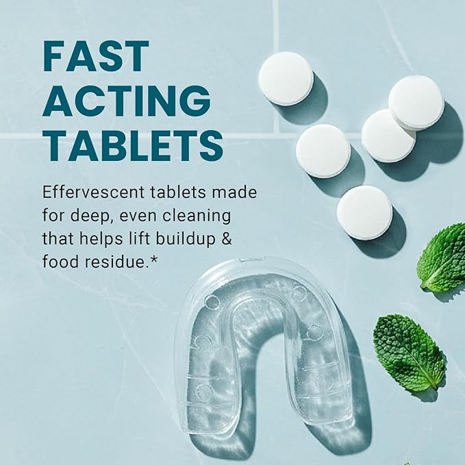 Overnight + Whitening Retainer Cleaner, Remove Stains, Discoloration, and Plaque | 4 Month Supply | Denture Cleanser with Whitening Boost,120 Tablets by M3 Naturals (Pack of 2)