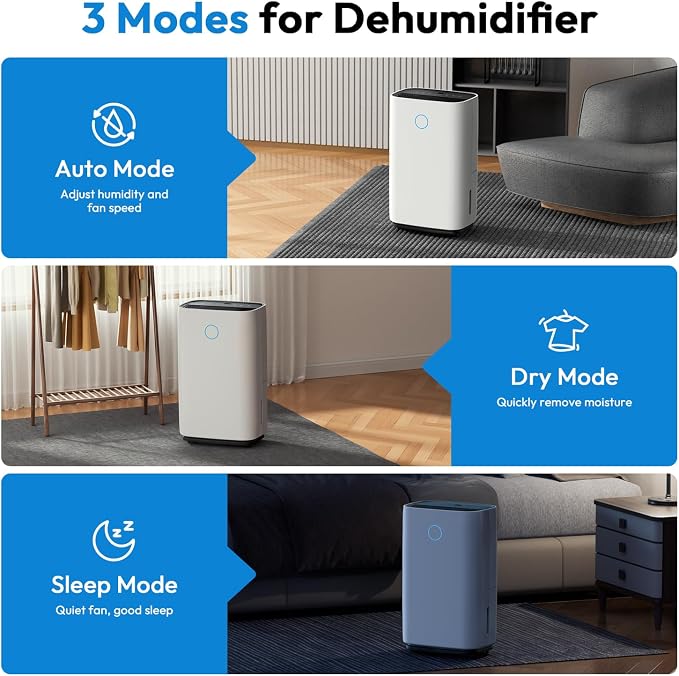 HUMILABS 4500 Sq.Ft Dehumidifier for Basement, 50 Pint Home Dehumidifiers with Drain Hose, Quiet Sleep Mode, Auto Shut Off,Humidity Display, Auto Defrost