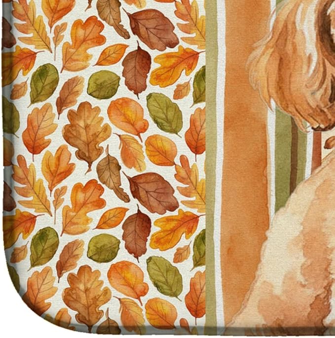 Caroline's Treasures Toy Apricot Poodle Heirloom Fall Dish Drying Mat Absorbent Dish Drying Mat Pad for Kitchen Counter Dish Drainer Mat for Countertop, 14 x 21", Multicolor