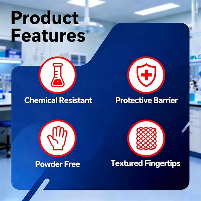 GTT Black Nitrile Exam Gloves 6 Mil, Powder-Free Disposable Gloves, First Aid,Cleaning Food Prep, Tattoo,Cooking,Mechanical