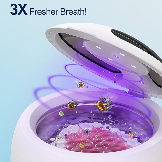 2025 Ultrasonic Retainer Cleaner Machine – 45kHz Denture Cleaner for Night & Mouth Guards – 24W Ultrasonic Cleaner, 4 Modes, 200ML Retainer Cleaner for Night Guards, Braces, Aligner, Jewelry and More