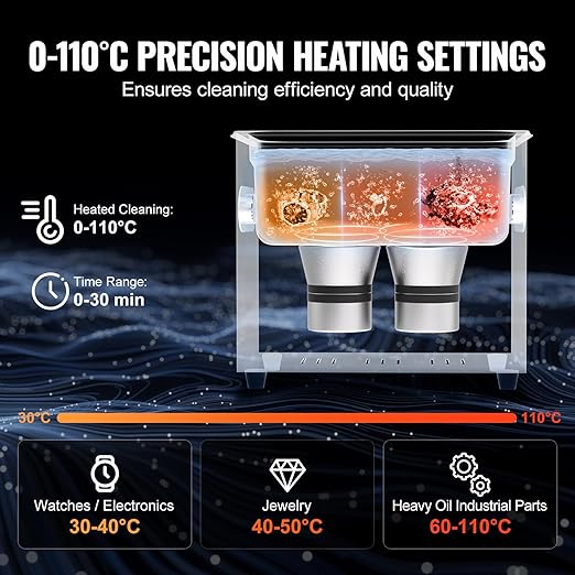 VEVOR 3L Sonic Cleaner with Heater Timer & Basket, Professional Digital Sonic Cavitation Machine, 120W Cleaning Machine for Watch Instruments, Glasses, Coin, Metal Parts, Tool