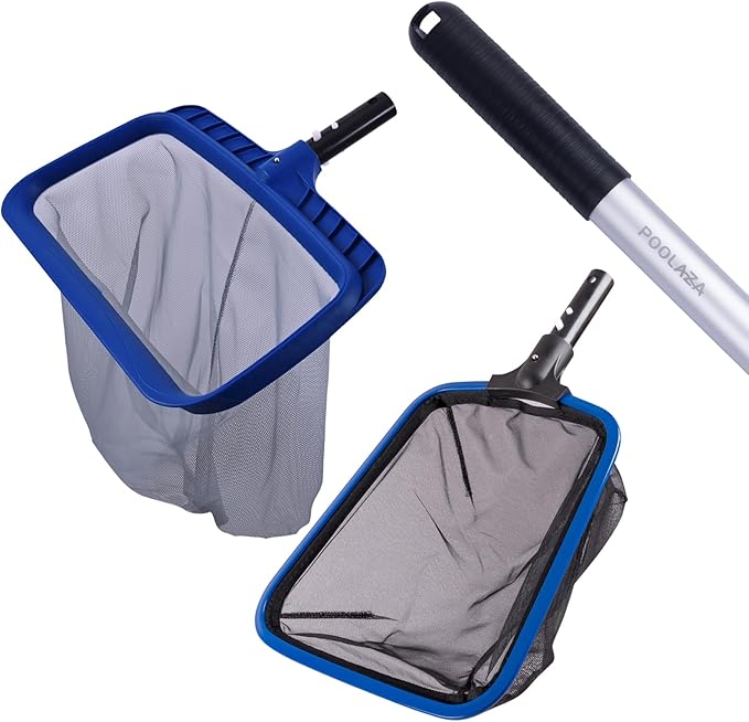 POOLAZA Larger Capacity Pool Skimmer & Fine Mesh Pool Skimmer & Pole