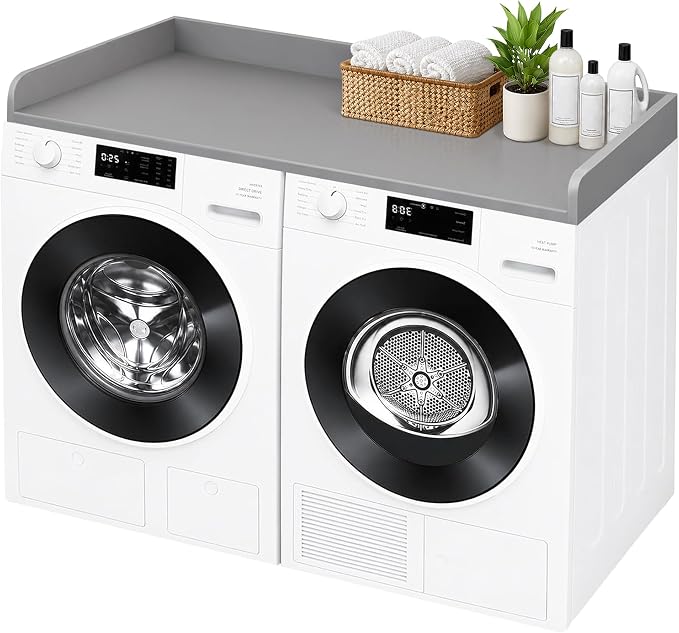 ROYXEN Washer Dryer Countertop, Laundry Countertop Solid Wood Core, Countertop for All Front-Loaded Washing Machine and Dryer, Extra Room for Laundry Room, Gray
