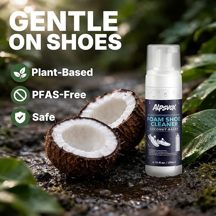 Shoe Cleaner Kit, Sneaker Cleaner Kit with 6.76 oz Shoe Cleaner Foam & 5 oz Shoe Protector Spray, Includes 2 Premium Brushes & Microfiber Towel for White Shoes, Leather, Mesh, Knit, Canvas, Boots