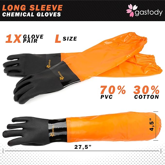 Extra-Long PVC Chemical Gloves Multi-Size Bundle - M & L