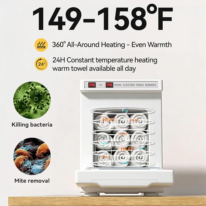 Towel Warmer 5L-White, 2-in-1 Professional Mini Small Hot Towel Warmer for Spa, Facial Towel Cabinet for Solo Estheticians, Small Salons & Home Spa (Fits 10-15 Washcloths 6-9 Towels)
