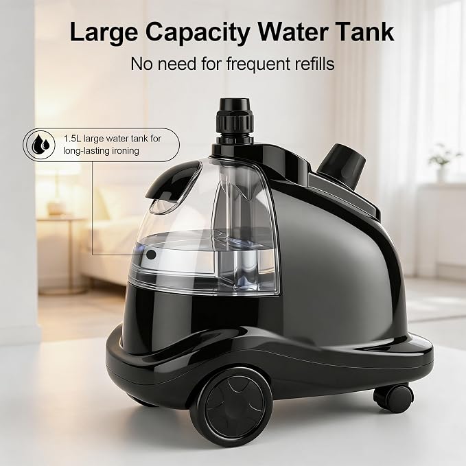 Professional Garment Steamer for Clothes, 2000W Powerful Steam Iron with 1.5L Water Tank, 40 Minutes Continuous Steam, Heavy Duty Clothes Steamer for Home, Commercial Use, Pearl Black