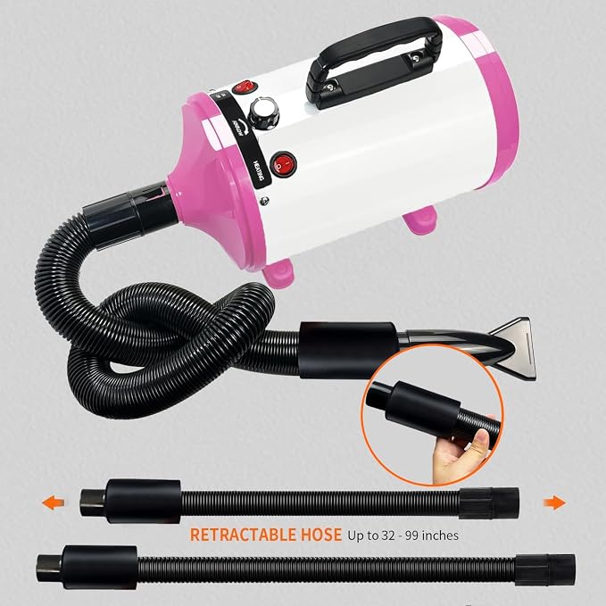 Dog Dryer,High Velocity Professional Dog Grooming Dryer,Adjustable Temperature and Speed with 4 Different Nozzles