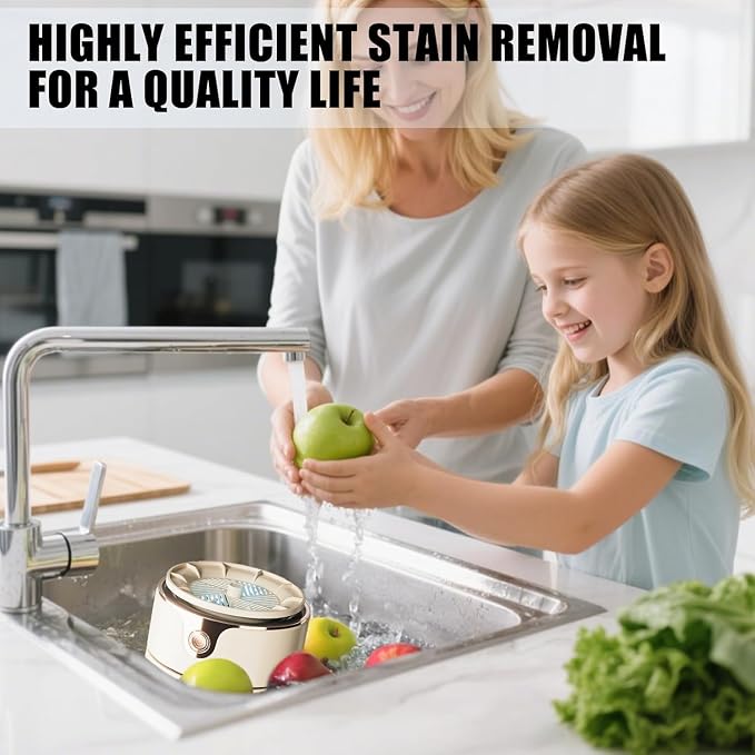 Fruit and Vegetable Washing Machine, Upgrade Titanium Electrolysis Purification Fruit Cleaner Device Waterproof Fruit and Vegetable Purifier Clean Fresh Produce in Water (Cream)