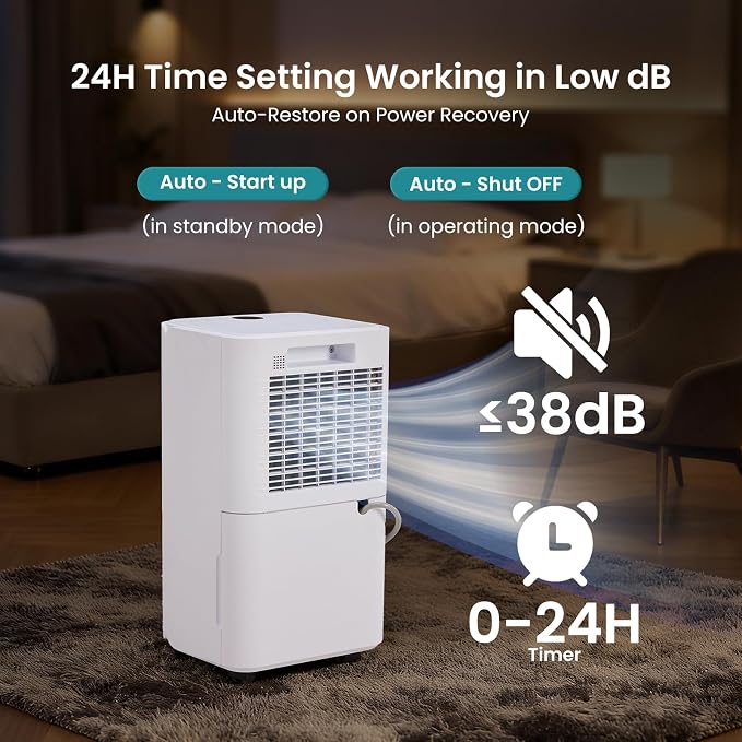 DUMOS 30Pints Dehumidifier with Drain Hose, Most Efficient Energy Star, 2,000 Sq.Ft Dehumidifier for Basement, 0.53 Gallon Tank, Low 38dB, Smart Humidity Ring, Ideal Humidity Remover for Home, Bedroom