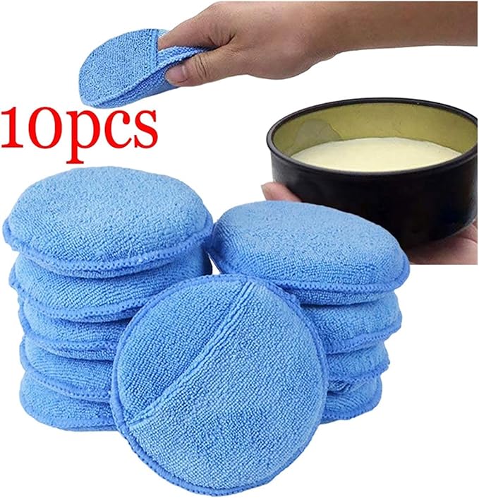 5 Inch Microfiber Wax Applicator Pad, Round Foam Sponges for Vehicle Detailing Motorcycle Daily Care(Blue 10pcs)