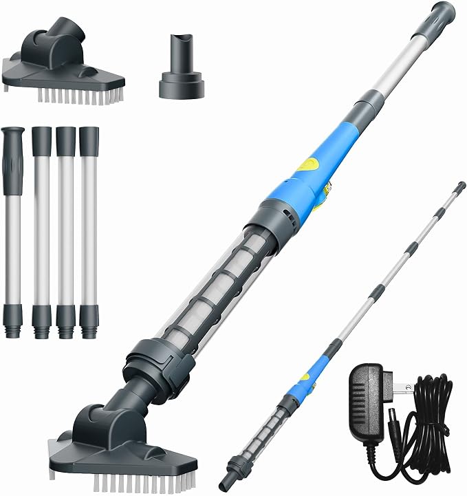 Cordless Hot Tub Vacuum, Rechargeable Handheld Pool Vacuum for Above Ground Pools, Removes Sand & Debris from Spas, Hot Tubs & Small Pools (Sky Blue)