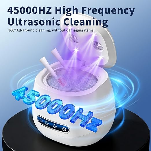 Ultrasonic Retainer Cleaner Machine, Dental Cleaning Pod for Dentures, Aligners, Night Guards, Braces, Toothbrush Heads & Jewelry, 45kHz Retainer Cleaner with 3 Modes & Digital Timer