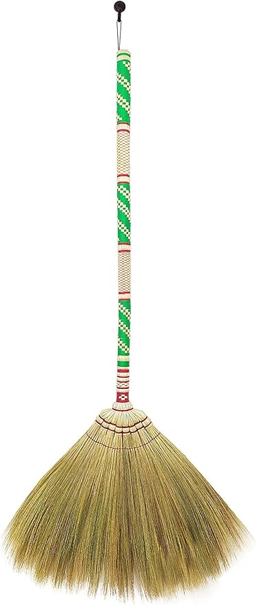 Natural Grass Broom Thai 100% ,Long Handle,Brooms for Floor Cleaning,Design for Home, Kitchen, Office, Courtyard, Tiled Floor ( Length 40 inch )