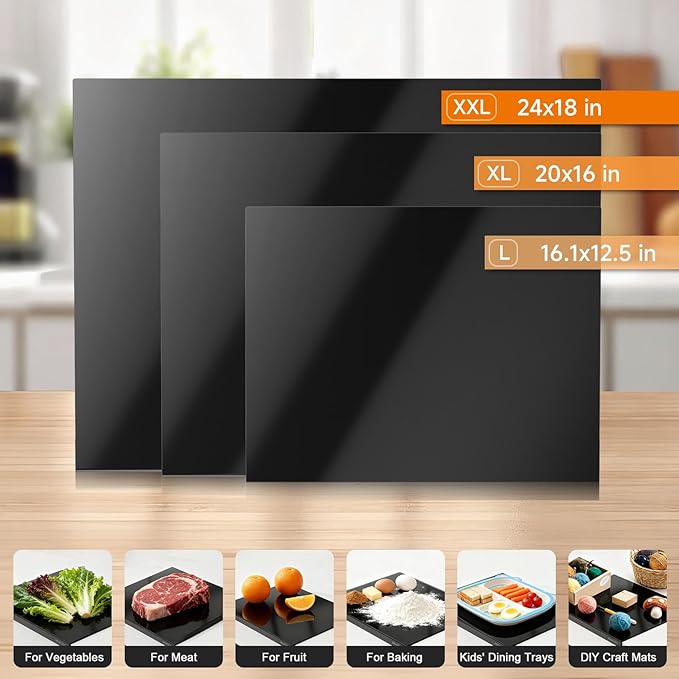 Black Cutting Boards for Kitchen, Acrylic Cutting Board with Counter Lip Countertop Protector, Non-Slip Tablas Para Picar Cocina, Kitchen Decor Apartment Essentials House Warming Gifts(20"x16")