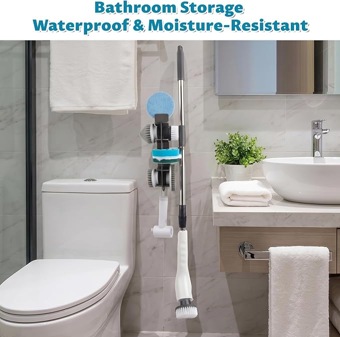 Wall Mount Organizer Rack for Electric Spin Scrubber | Handle Dia. under 1 inch,Storage Holder, Cleaning Brush Caddy,Bathroom Kitchen