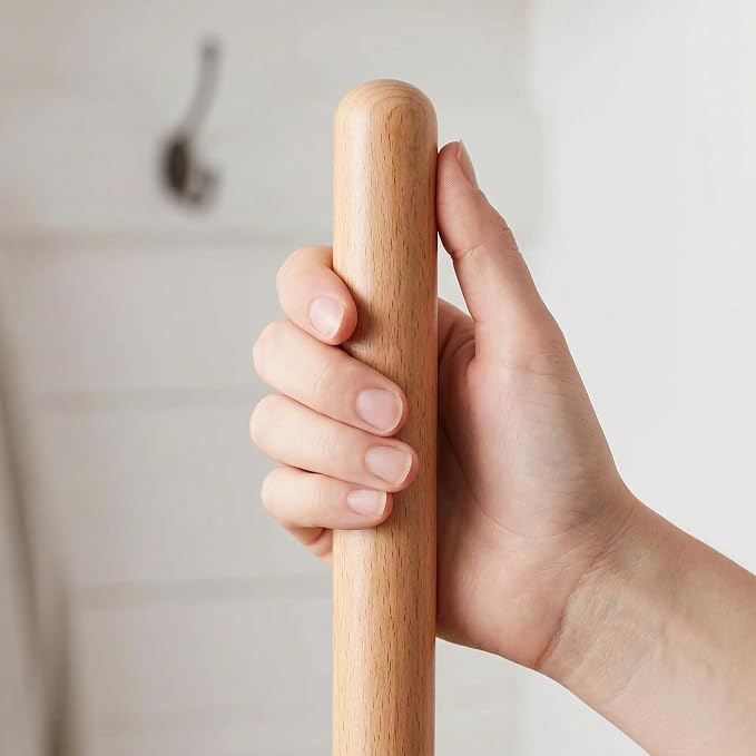 Wood Handle Household Broom - Heavy Duty PET Bristles for Pet Hair & Dust