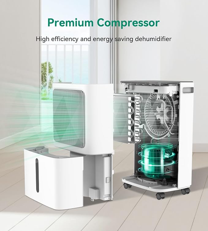 2500 Sq.Ft Dehumidifier for Basement with Drain Hose Max 34 Pints, Dehumidifiers for Home,Bathroom,Large Room, Bedroom, Three Modes, Intelligent Humidity Control, Dry Clothes, 24HR Timer
