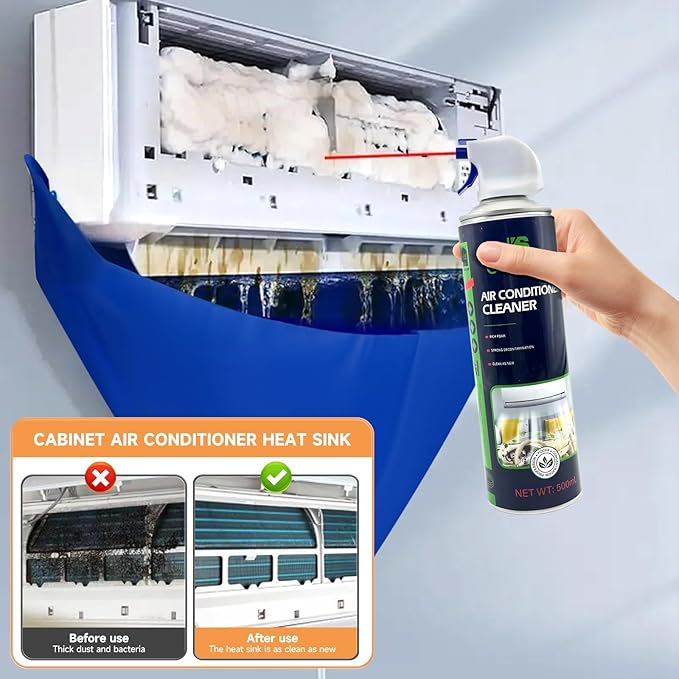 Mini Split Cleaning Kit for Air Conditioner,2 Bottles of air Conditioner Cleaner,2 Air Conditione Waterproof Bag, 4 Wall Mounted Air Conditioner Cleaning Tools,1 Spray Bottle etc.