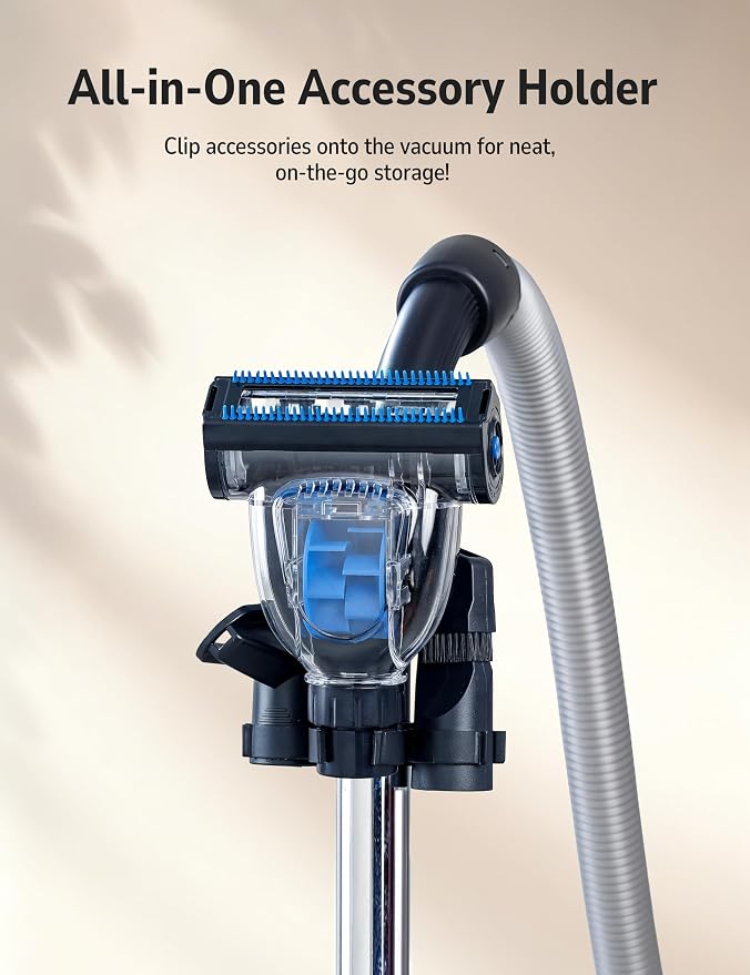 Aspiron 40Kpa Canister Vacuum Cleaner, 1600W Bagless Canister Vacuum Cleaner with 5 Tools, Auto Cord Rewind, H13 HEPA Filter, 4Qt Large Cup, for Hard Floors, Carpet, Pet, Upholstery, Tiles, Sapphire