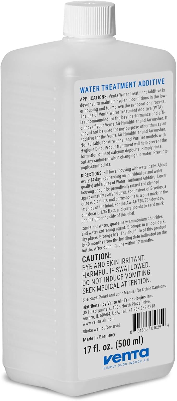 VENTA Water Treatment Additive, 17-oz Humidifiers, Prevents Mineral Build-up, Add Every 14 Days