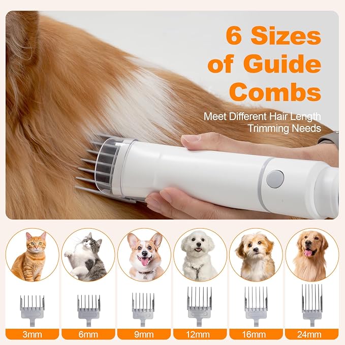 Simple Deluxe Pet Vacuum for Shedding Grooming Kit with Hair Clippers &Shedding Brush, 10000Pa Strong Pet Vacuum Grooming Kit for Dogs & Cats with 2.5L Dust Cup, Low Noise, 3 Levels, 5 Grooming Tools