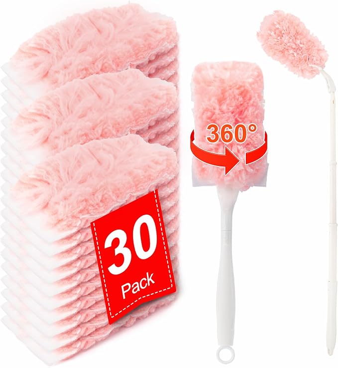 Outdoor Broom & 30Pcs 360° Duster Kit Pink