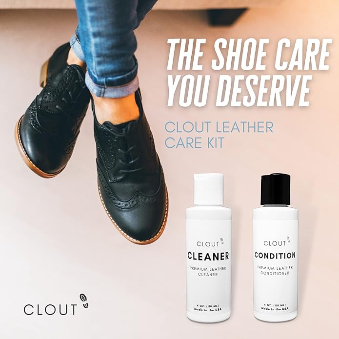 CLOUT Premium Leather Sneaker Care Kit - Shoe Cleaner and Conditioner for Shoes, Boots & Accessories - Safe for All Colored and White Leather