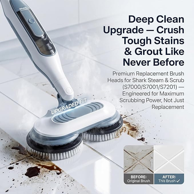 2 Pack Nylon Replacement Brush Pads Compatible with Shark S7000 S8000 Series, Heat Resistant Scrub Mop Pads, Heavy Duty Floor Cleaning Pads for Tile Hardwood Marble Floors