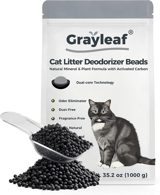 Grayleaf® Unscented Cat Litter Deodorizer, 2.2lb Dust-Free Odor Eliminator | Activated carbon & mineral formula, baking soda free, ideal for heavy odor, multi-cat & automatic boxes