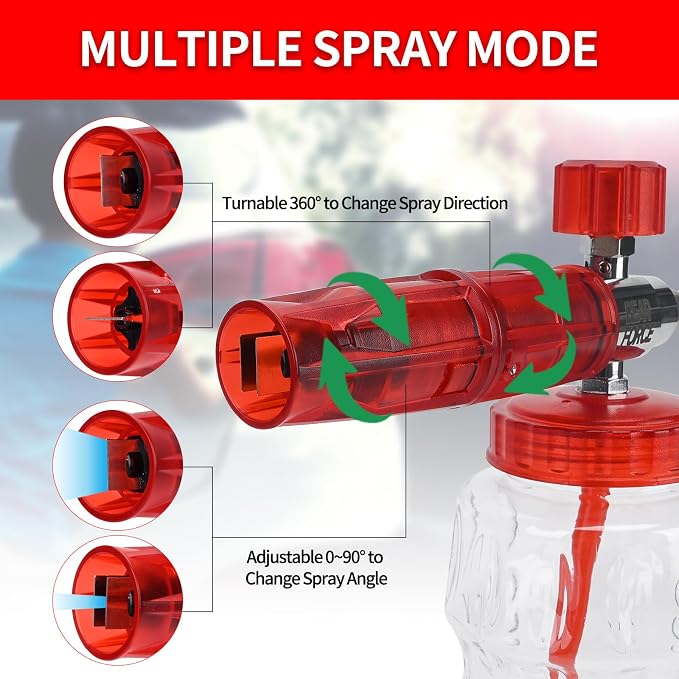 Pressure Washer Spray Gun M22-14 Max 3000 PSI with 1/4" Quick Connector Snow Foam Lance & 5 Spray Tips & Clip Nozzle Holder, Compatible for Some of Greenworks Kar-cher Ryobi Homelite Pressure Washer