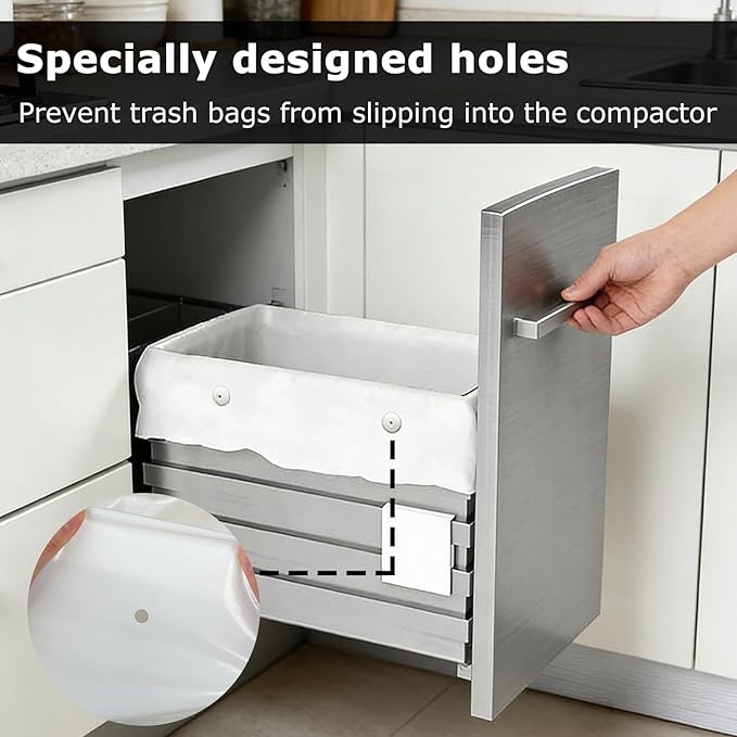 Heavy Duty Trash Compactor Bags for Kitchen Leak Proof 2.6 MIL Thickened Garbage Compactor Bags Compatible with Whirlpool, Kenmore, Jenn-Air 15 inch Rectangular Drawer Compactors - 30 pack