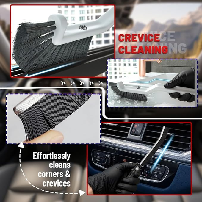Car Detailing Kit with 65 in Flow-Thru Handle - 4-Head Car Wash Brush Set (Includes 2 Stiff Brushes) - Paint-Safe Auto Washing Mop for Sedan, SUV Exterior Care & Windshield (Grey)