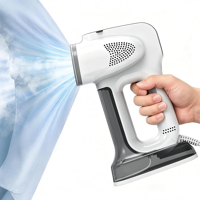 Vacuum Steamer for Clothes, YEJOUMO 3500Pa Strong Suction Garment Steamer 3 in 1 Handheld Travel Steamer & Iron Clothes, 25s Rapid Preheating, 340ML Large Water Tank
