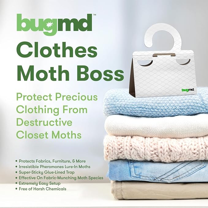BugMD Pantry Pest Patrol Moth Trap (6 Count, Original) and Clothes Moth Boss Traps (6 Count, White) Bundle