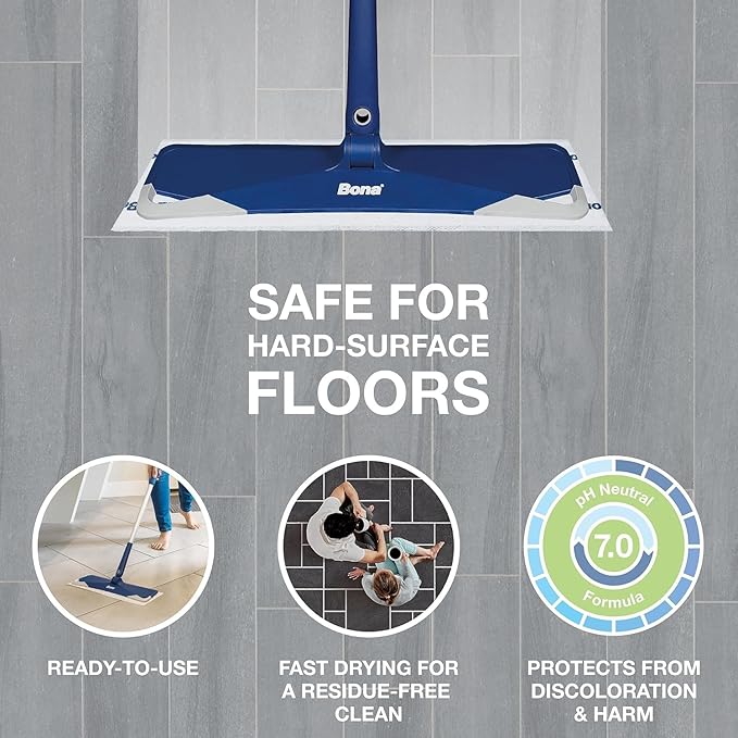 Bona® Disposable Wet Cleaning Pads for Hard-Surface Floors, Lemon Mint Scent 12 Count (Pack of 6)