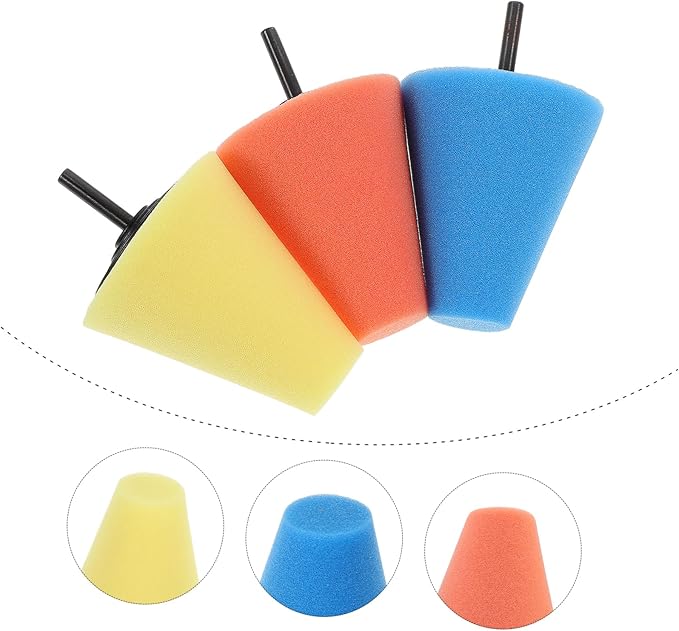 Unomor 6pcs Car Wheel Polishing Sponge Pads Cone Buffing Pads for Auto Detailing for Rims and Hard Reach Areas Reusable and Washable Polishing Tools