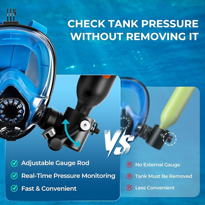 GOYOJO Mini Scuba Tank, Portable Diving Lung Air Tank with DOT Certified, Refillable Emergency Backup Pony Bottle for Snorkeling, Underwater Breathing, Training